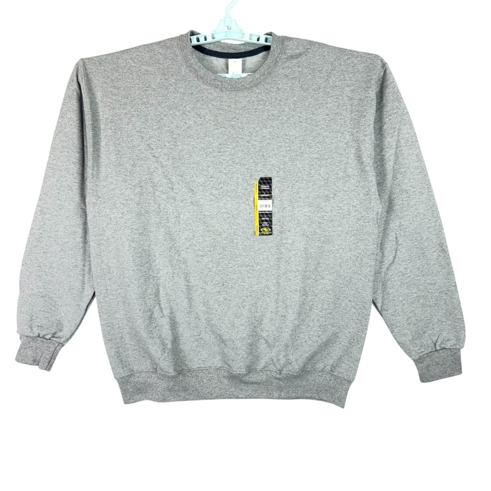 Athletic Works Men's Fleece Gray Crew Sweatshirt L (42-44) Moisture Wicking NWT